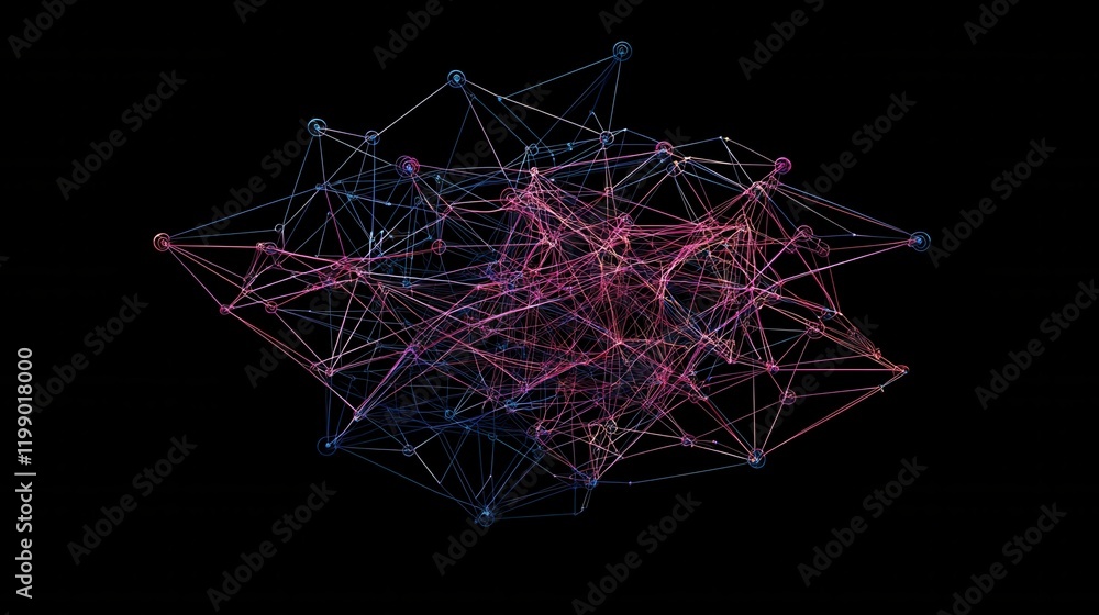 Poster abstract colorful business connection of lines from nodes it is connected to endless nodes and repre