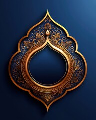 Fototapeta premium Ornate Gold Frame with Intricate Blue Design
