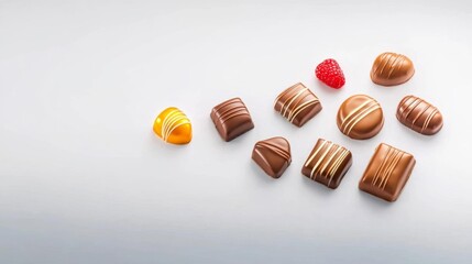 Obraz premium Assorted Chocolate Bonbons with Elegant Designs. Generative AI