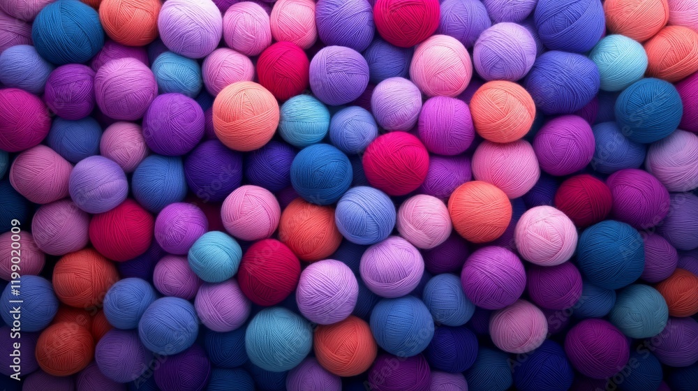 Aufkleber a seamless cascade of colorful yarn balls unraveling into endless knit patterns surrounded by tiny n