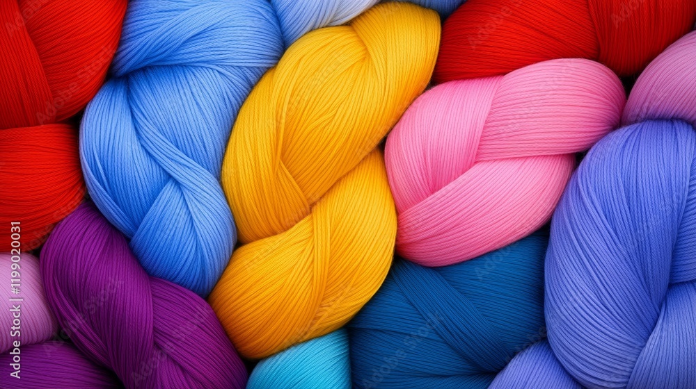 Poster a never ending spool of thread unraveling in vivid colors intertwining into an infinite braid surrou