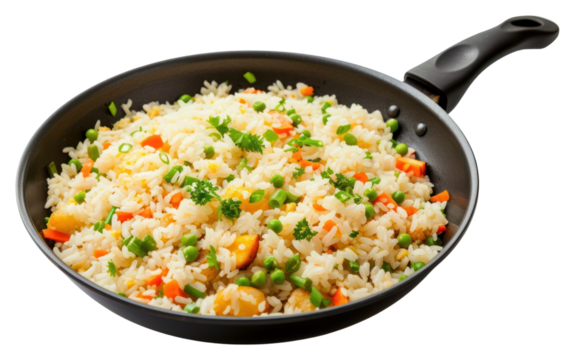 PNG Fried rice in pan food white background vegetable.