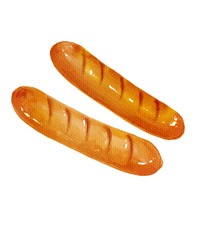 Watercolor Sausages Illustration - Two Pieces of Delightful Gourmet Art