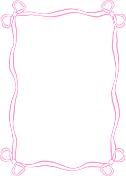 Squiggle Wavy Oval Frame with Bow Outline