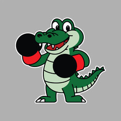 Alligator with Boxing Gloves, Boxing Alligator Cartoon