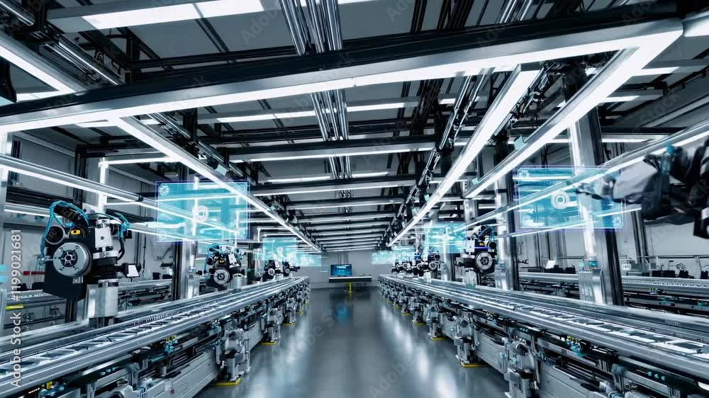 Aufkleber innovative automation in a modern robotics manufacturing facility showcases advanced assembly lines