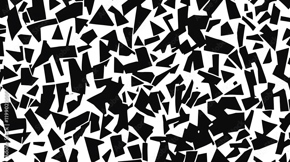 Poster abstract black and white fragmented shapes pattern, design texture background, for website or print