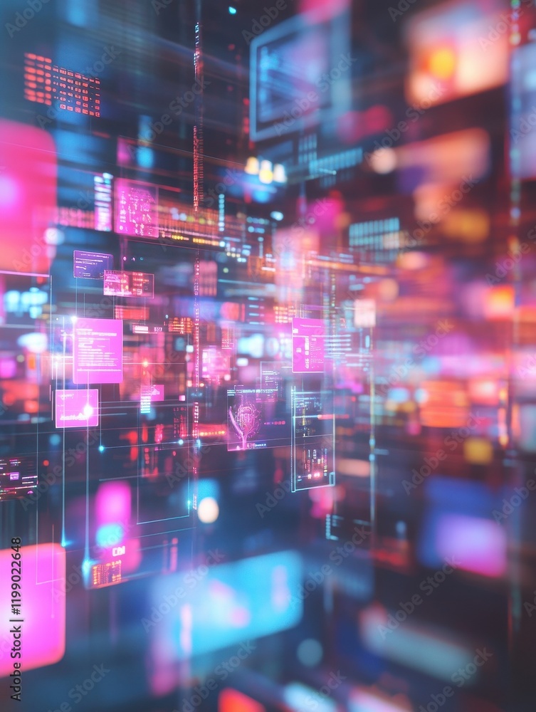Aufkleber polished 3d rendering of multichannel marketing for digital platforms with a smooth blur in the back