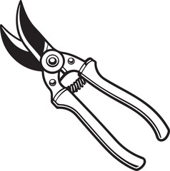 Pruning Shears Rustic Tool for Gardening, Silhouette vector art illustration