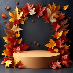 Elegant Autumn Leaf Podium in Circular Plastic Design