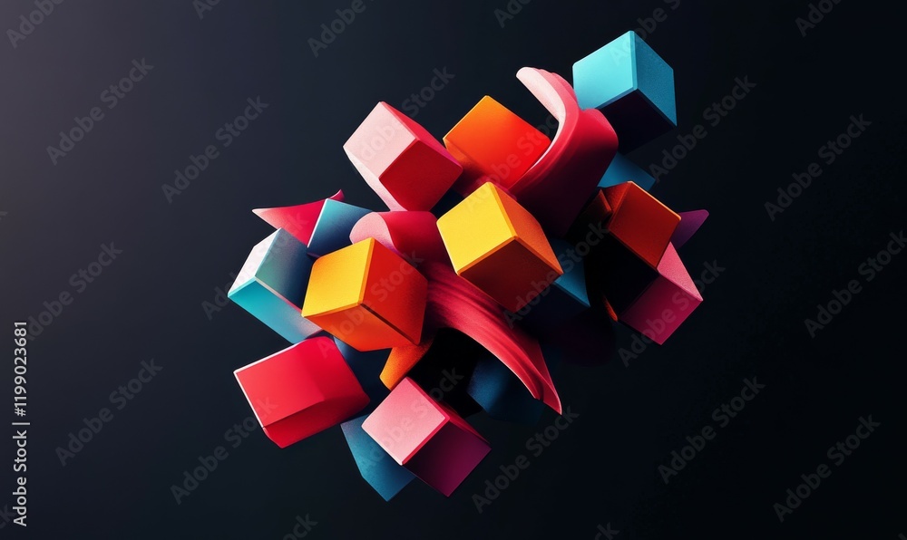 Poster a 3d abstract background design composed of geometric cubes.