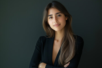 Obraz premium Full body image of a gorgeous 24 years old Argentinian woman looking at camera, expressing natural beauty