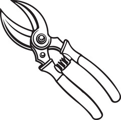 Pruning Shears Rustic Tool for Gardening, Silhouette vector art illustration