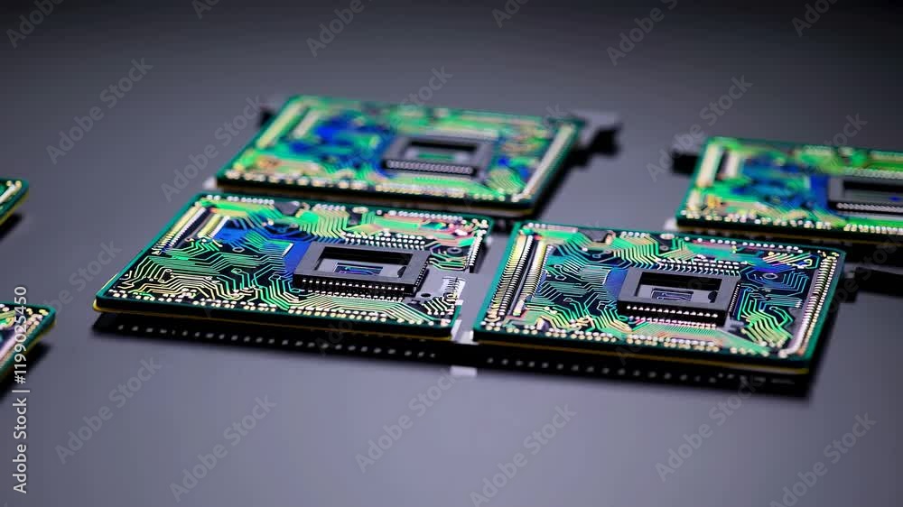 Poster exploring the intricacies of microchip design and technology in a modern laboratory setting
