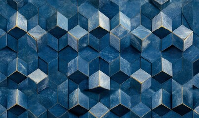 Obraz premium A 3D abstract design showcasing a blue geometric background with cube elements.