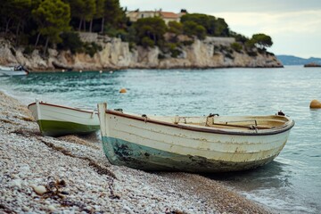 Two boats parked on a sandy beach, perfect for relaxation or storage
