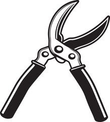 Pruning Shears Rustic Tool for Gardening, Silhouette vector art illustration