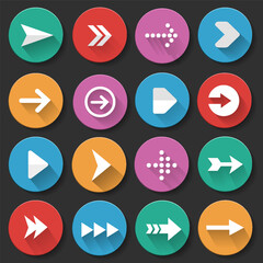 Set arrows icons flat ui design trend vector image