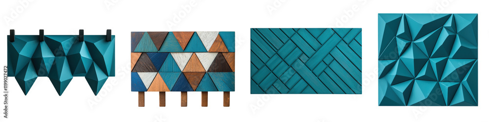 Aufkleber abstract geometric blue and brown triangle polygon background pattern minimalist modern digital art 
