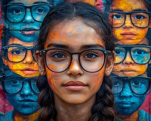 Obraz premium Glowing Community Mural Celebrating Diverse and Educational Initiatives