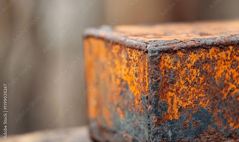 Aufkleber exploring the beauty of rust and decay: close-up of weathered metal surface with intricate patterns 