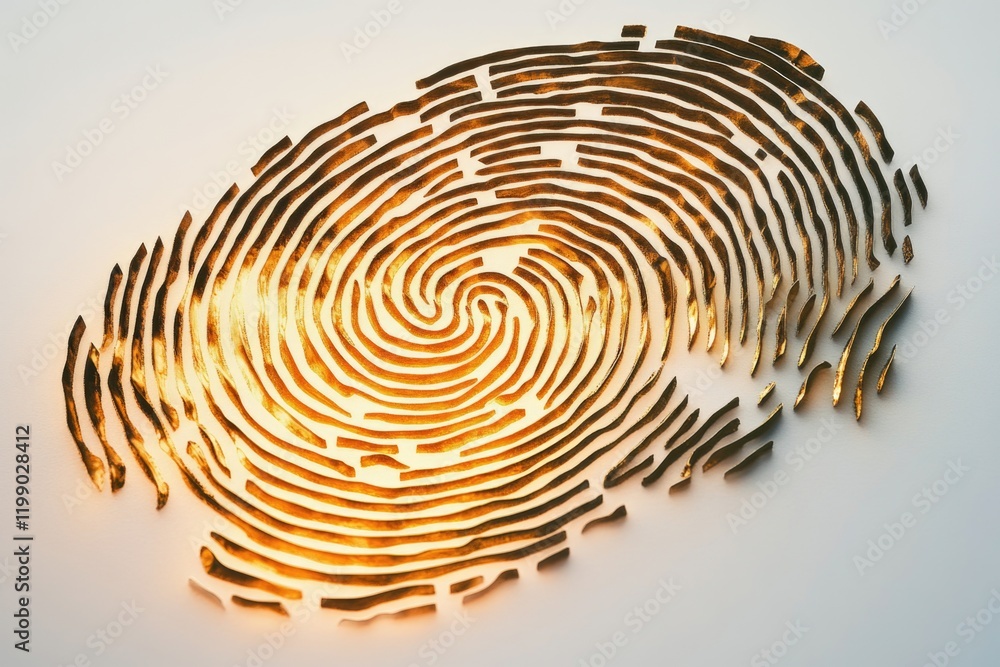 Poster a detailed view of a single human fingerprint on a white background, ideal for use in forensic or sc