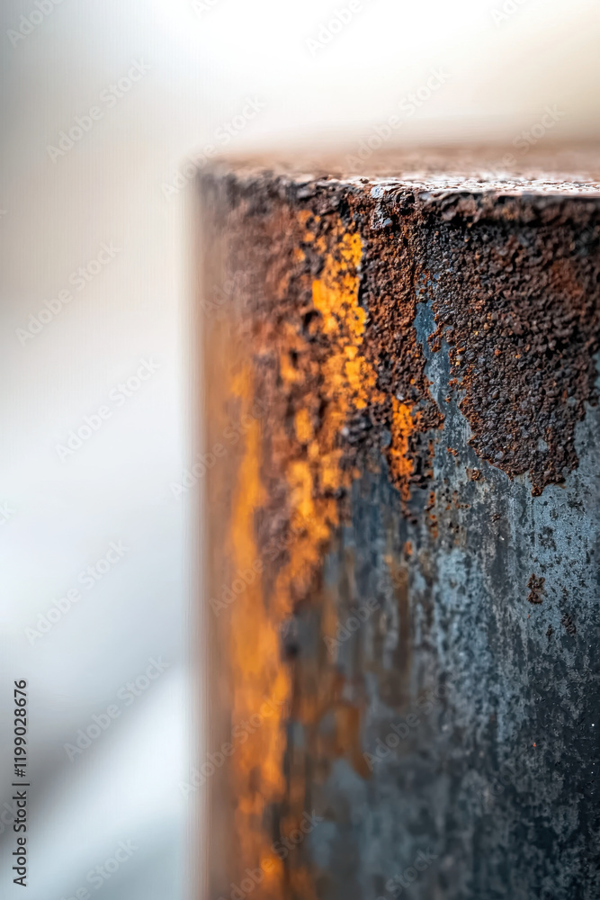 Poster close-up of rusted metal surface: exploring colorful oxidation patterns and textural decay