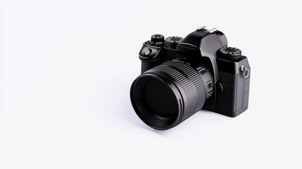 Vintage Black Camera on White Background. Generative AI