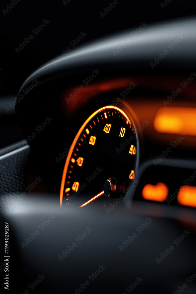 Aufkleber elegant automotive speedometer display illuminated in warm tones: a glimpse into advanced vehicle da