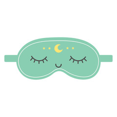 Cute sleep mask with moon. Eye mask. Night rest accessory. Vector flat illustration