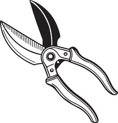Pruning Shears Rustic Tool for Gardening, Silhouette vector art illustration