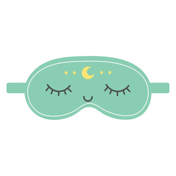 recommend clip art: Cute sleep mask with moon. Eye mask. Night rest accessory. Vector flat illustration