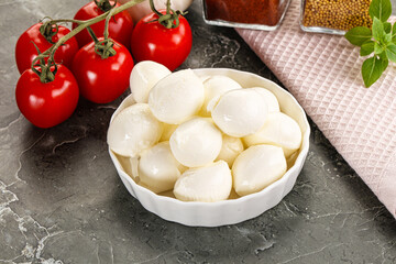 Mini mozarella cheese bolls heap