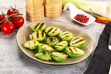 Grilled green brussel sprout cabbage