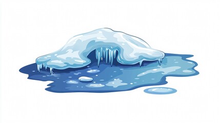 Frozen Puddle Ice Vector Isolated Illustration for Graphic Design Projects