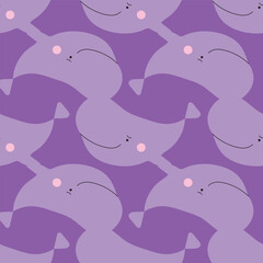 Sealife Cute Animals Vector Seamless Pattern