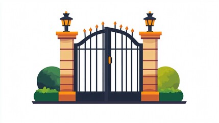 Sleek Gate Icon Vector Isolated on White Background