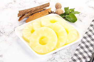 Sweet Canned pineapple in the bowl