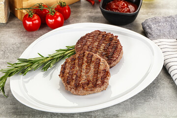 Grilled two beef burger cutlet