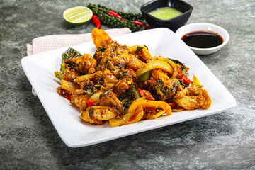 Vietnamese cuisine - fried frog with vegetables