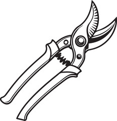 Pruning Shears Rustic Tool for Gardening, Silhouette vector art illustration