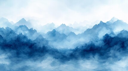 Obraz premium Blue Watercolor Landscape. Generative AI