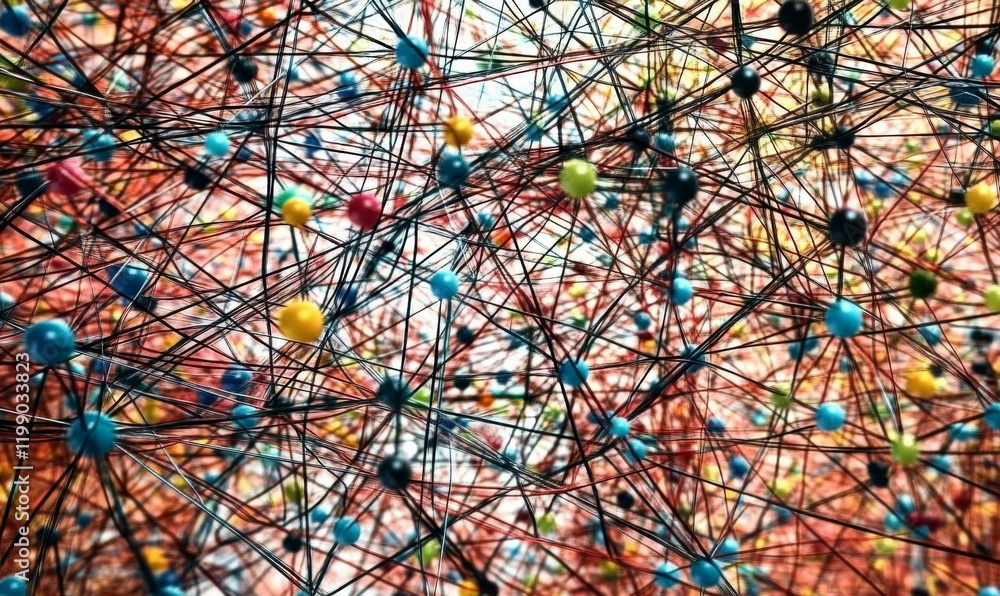 Poster abstract representation of the internet as a vast network of interconnected nodes and pathways, cybe