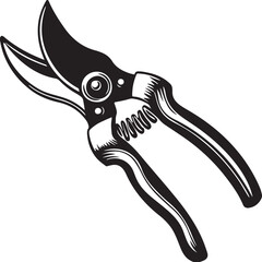 Pruning Shears Rustic Tool for Gardening, Silhouette vector art illustration