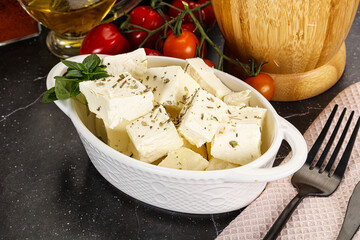 Greek traditional Feta cheese cubes