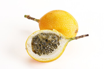 Yellow granadilla with cut half