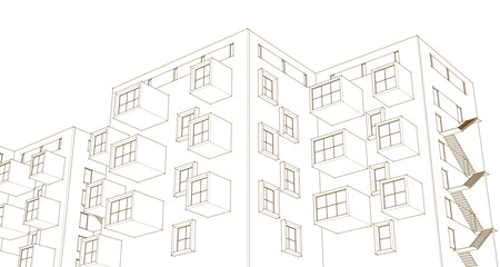 urban architecture with consoles 3d illustration