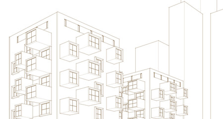 urban architecture with consoles 3d illustration