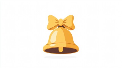 Elegant Golden Bell with Bow Isolated Vector Illustration