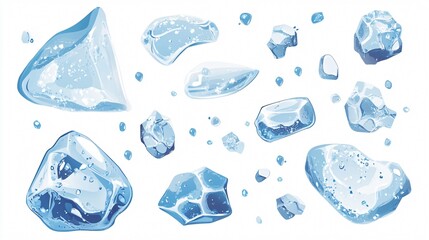 Crystal clear hailstones ice vector illustration isolated on white background